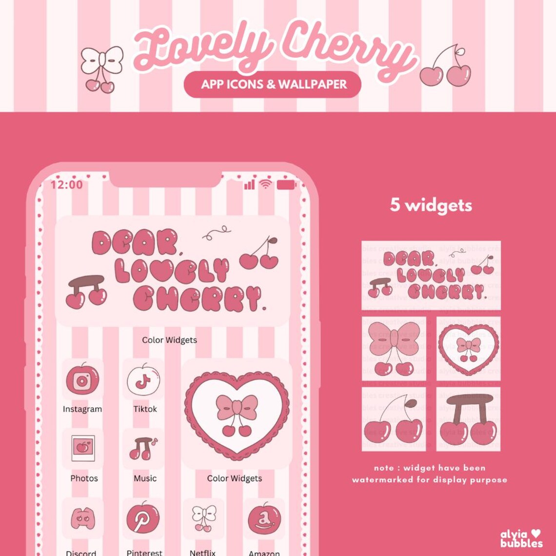 Lovely Cherry Ios Android App Icons, Cute Icon Pack, Cherry Red App ...