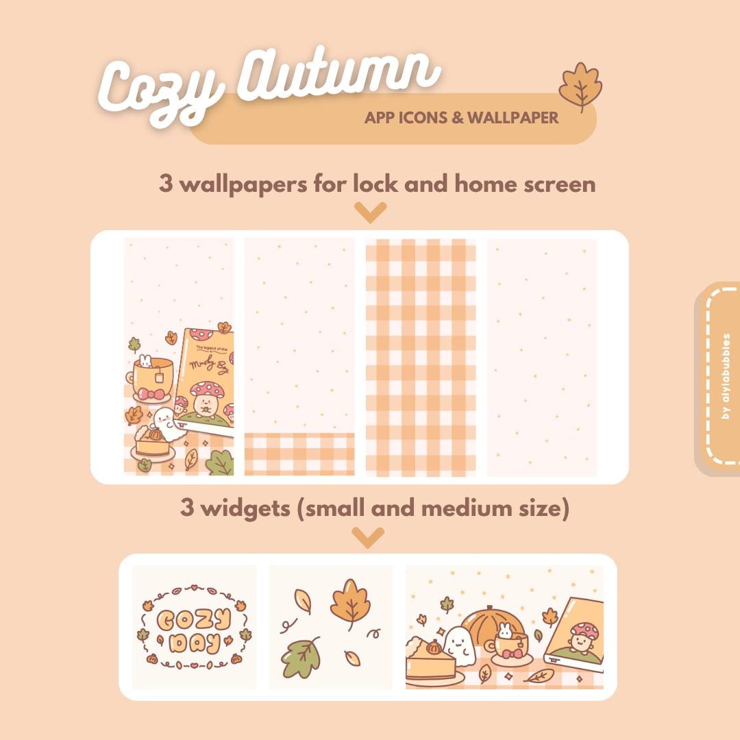 Autumn Phone Wallpaper Ios Android App Icon Pack | Fall Graphic - Etsy