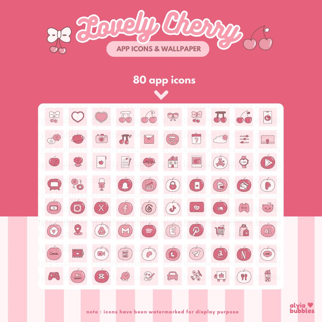 Lovely Cherry App Icons, Kawaii Phone Theme (ios & Android) - Etsy