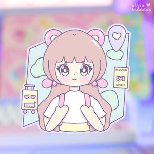 Reise Girlie Aufkleber, Reise Liebhaber Aufkleber Blatt, Cute Anime Girl Aufkleber