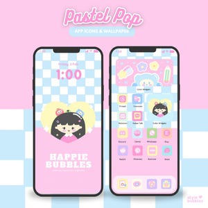 Pastel Pop ios android app icons, cute phone theme pastel wallpaper icon pack