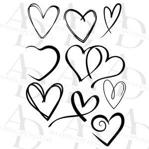 Heart Svg Bundle, Heart Svg, Hand Drawn Heart svg, Open Heart Svg, Doodle Heart Svg, Sketch Heart Svg, Love Svg,Valentine Svg,Cricut,Png,Dxf