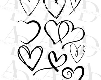 Heart Svg Bundle, Heart Svg, Hand Drawn Heart svg, Open Heart Svg, Doodle Heart Svg, Sketch Heart Svg, Love Svg, Valentine Svg, Cricut, Png, Dxf