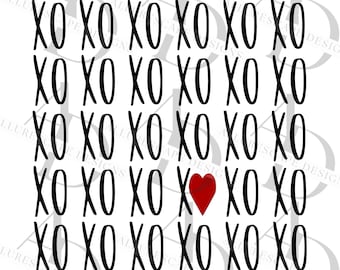 XOXO SVG、バレンタイン、ハート、ハグ＆キス、ビニール、ステンシル、木製看板、HTV、Png、Eps、Dxf、クリカット、カットファイル、シルエット、デジタルダウンロード