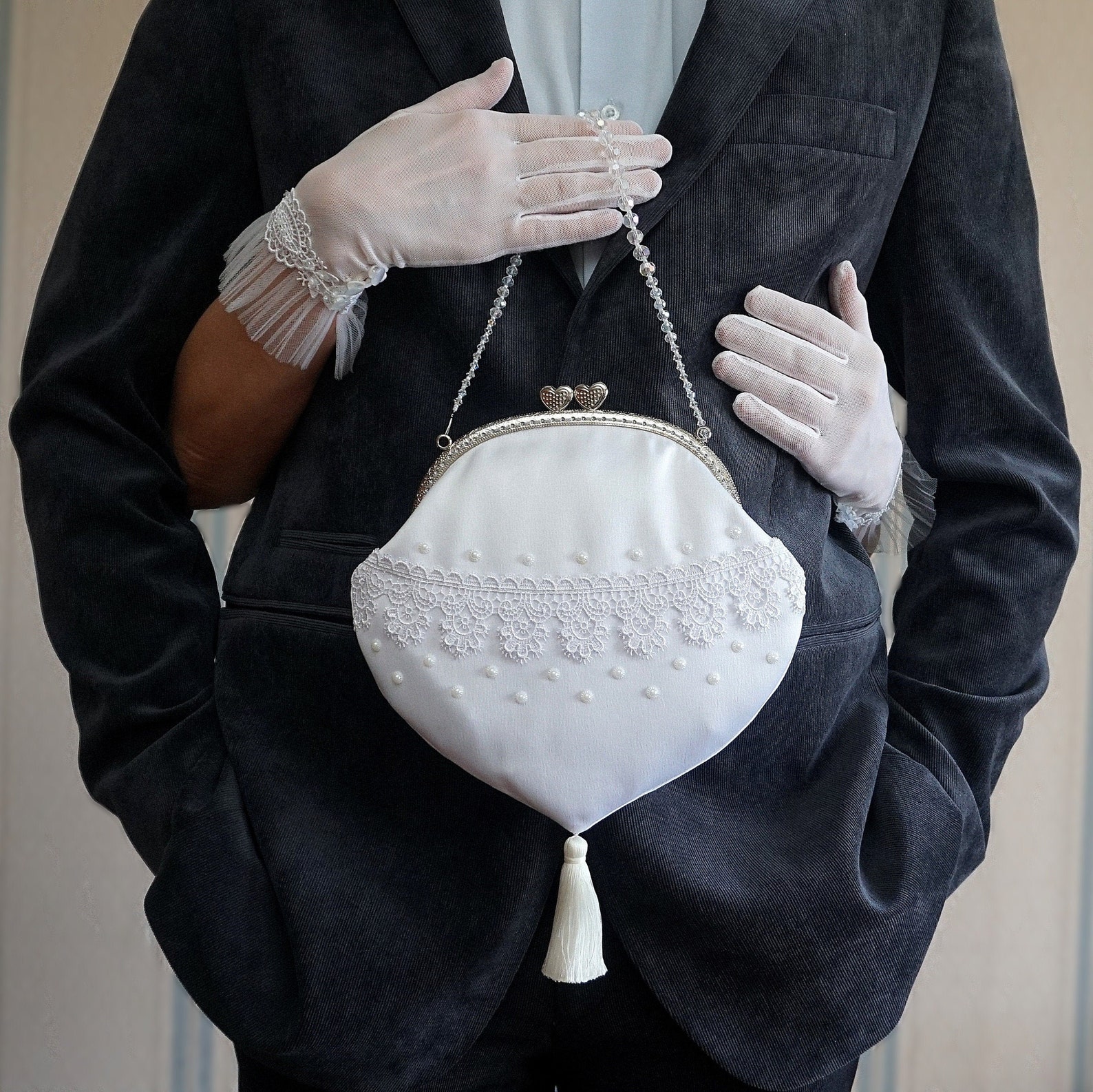 navy wedding handbag