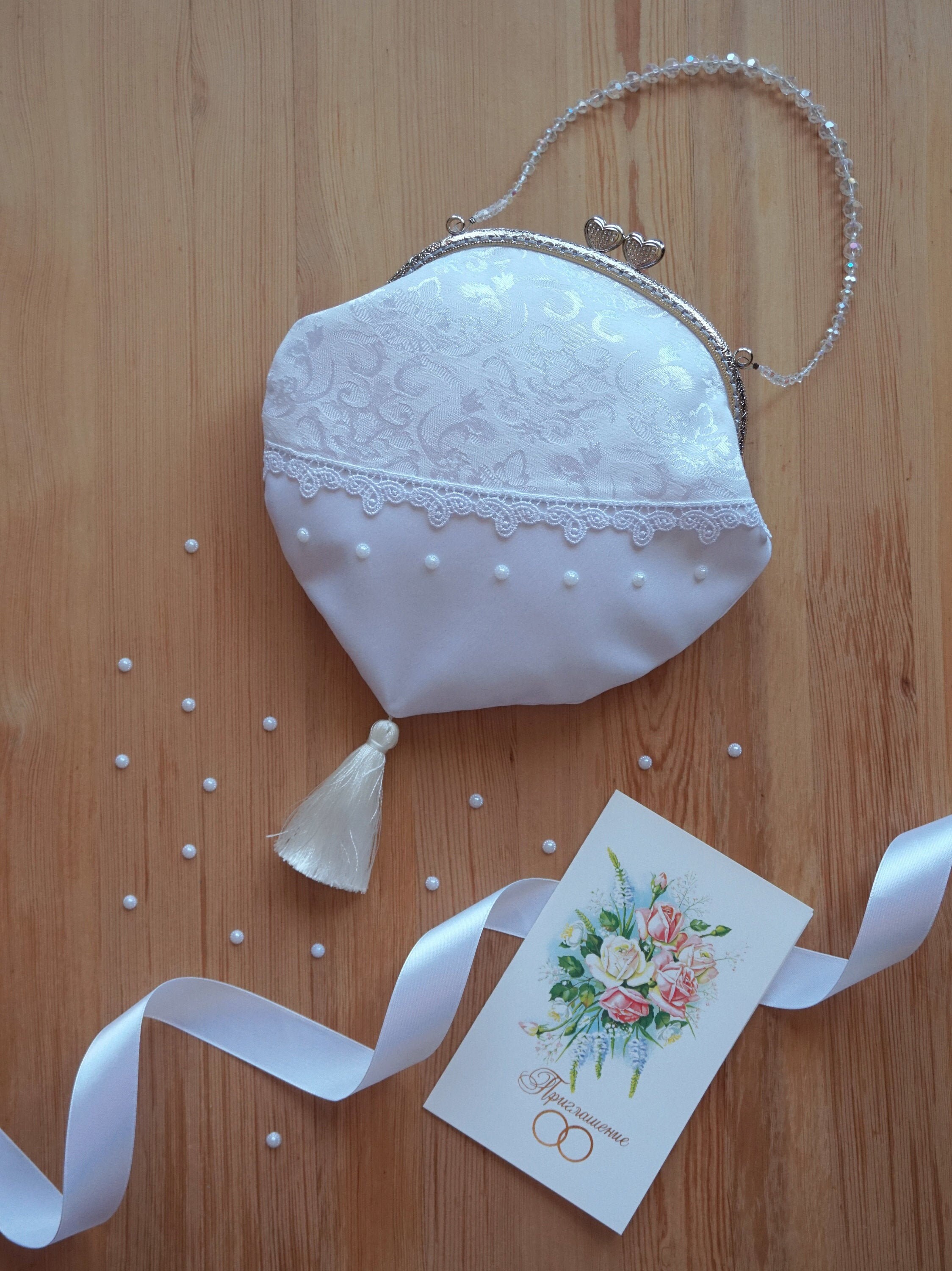 Wedding handbag for bride White wedding lace bag Bride purse Etsy