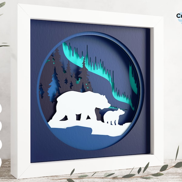 3d Bear SVG - Shadow box svg, Mama & Baby Bear svg, files for Cricut, for Silhouette, Nature Scene svg 3d Bear SVG - Shadow box svg, Mama & Baby Bear svg, files for Cricut, for Silhouette, Nature Scene svg