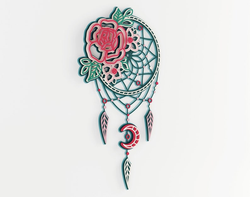 Download 3d layered dream catcher svg 3d svg Boho svg Floral svg | Etsy