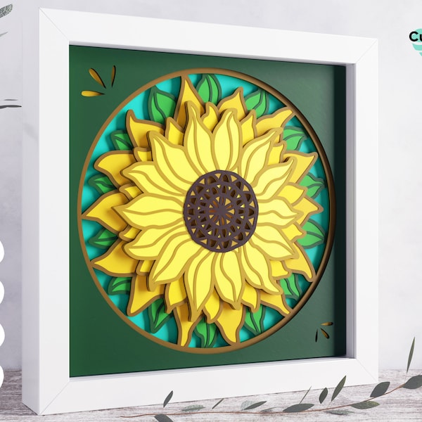 Sunflower shadowbox SVG - 3d Sunflower svg, files for Cricut, for Silhouette Sunflower shadowbox SVG - 3d Sunflower svg, files for Cricut, for Silhouette