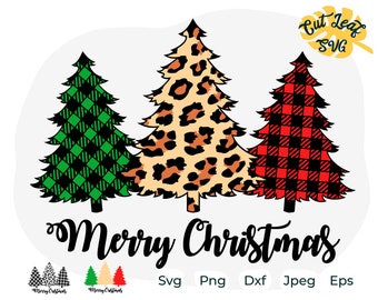 Buffalo Plaid Christmas Tree SVG, Leopard Print Trees (Digital Files)