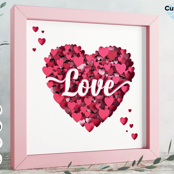 3d Heart svg - Shadow box svg, Valentine svg, Love svg