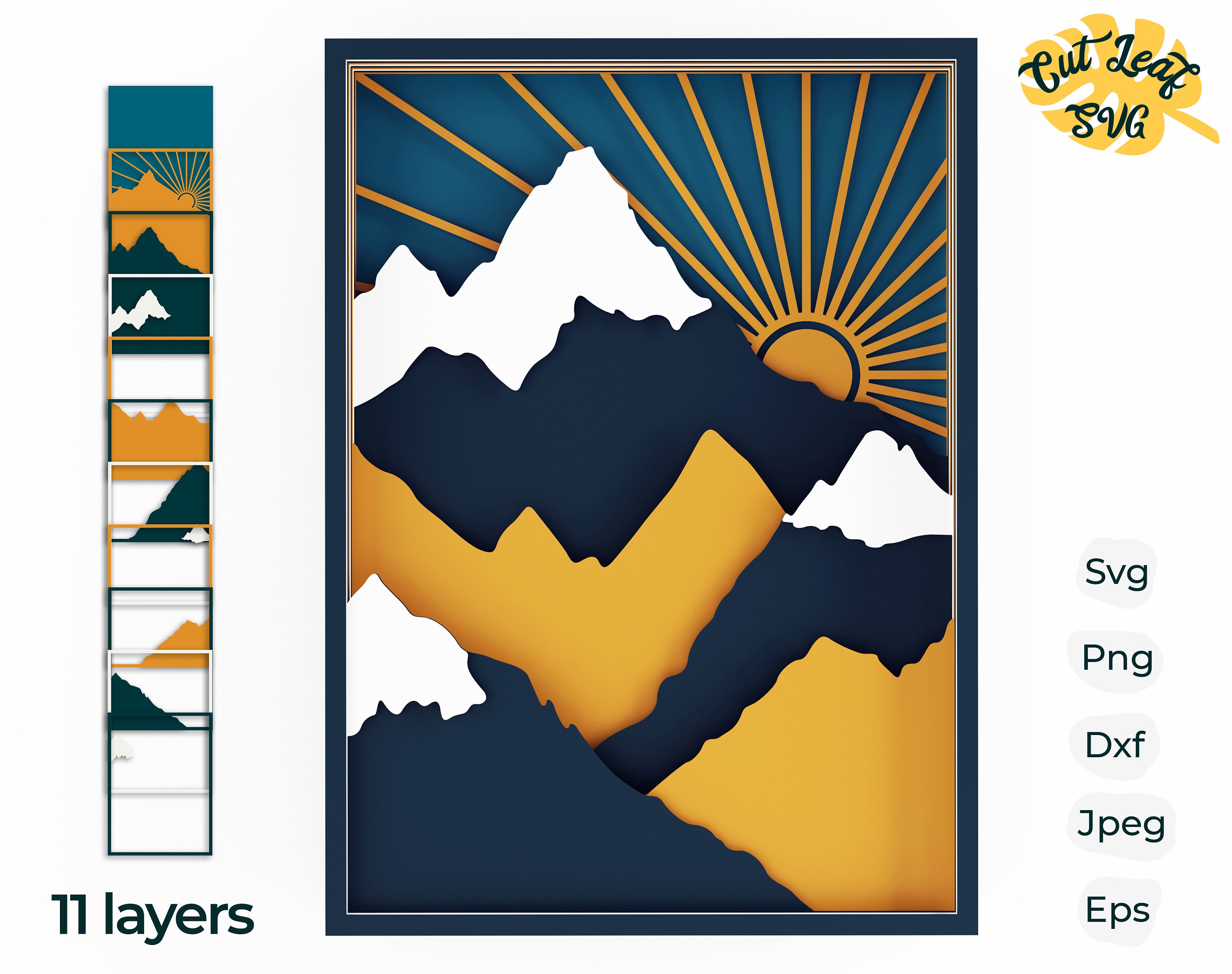 Download 3d Layered Mountain svg 3d svg Shadow box svg laser cut | Etsy