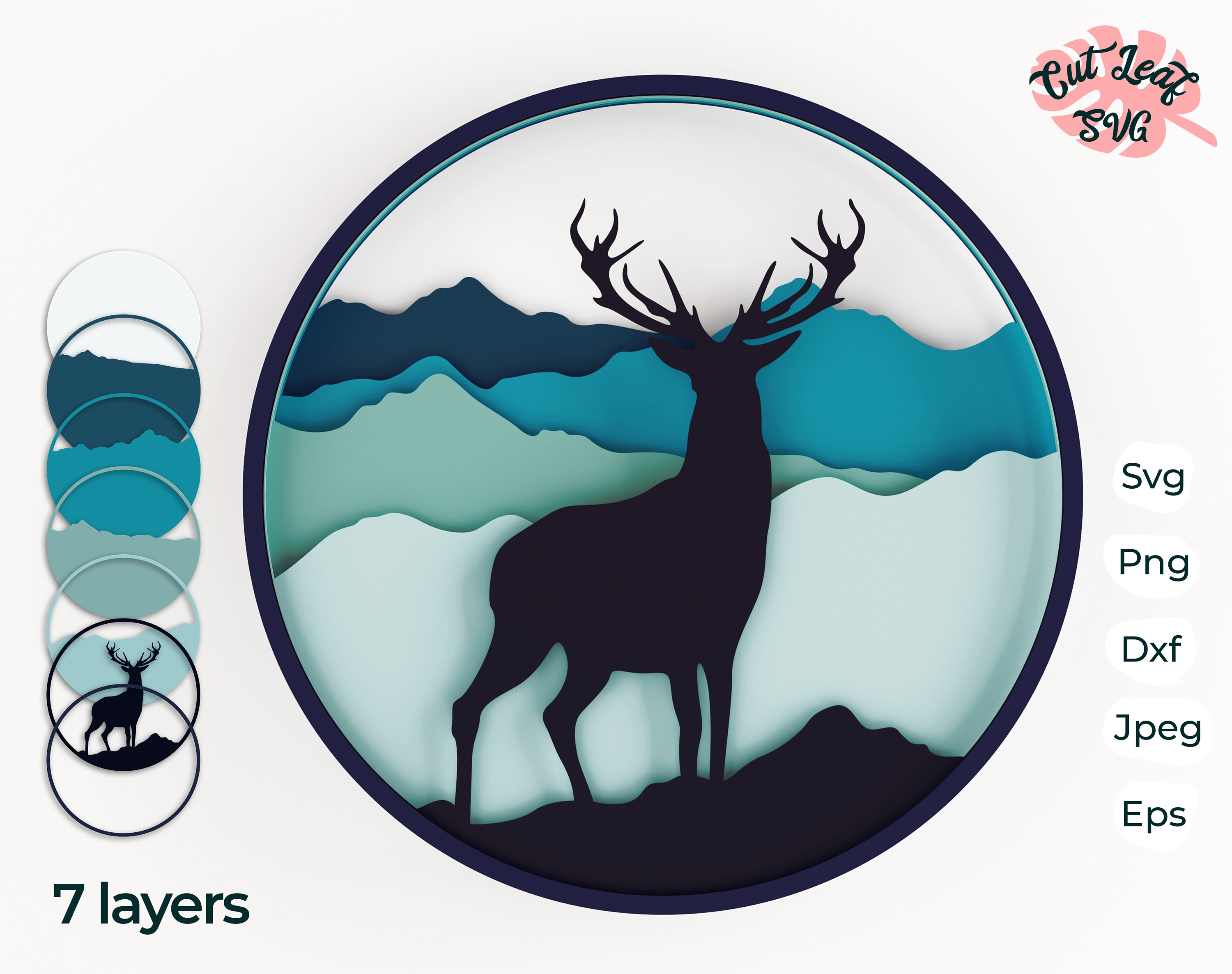 Download 3d Layered Deer Svg 3d Svg Laser Cut Files Cnc Files For Etsy