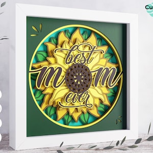3d Mom svg - 3d Muttertags svg, Sonnenblumen Schattenbox svg, Schattenbox svg, Dateien für Cricut, für Silhouette