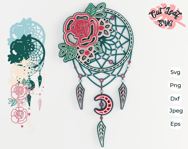 Download 3d layered dream catcher svg 3d svg Boho svg Floral svg | Etsy