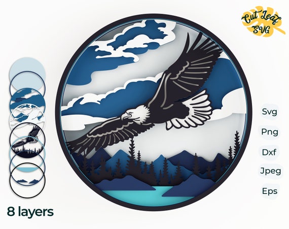 Download 3d Layered Eagle Svg Shadow Box Svg 3d Svg Laser Cut Files Etsy