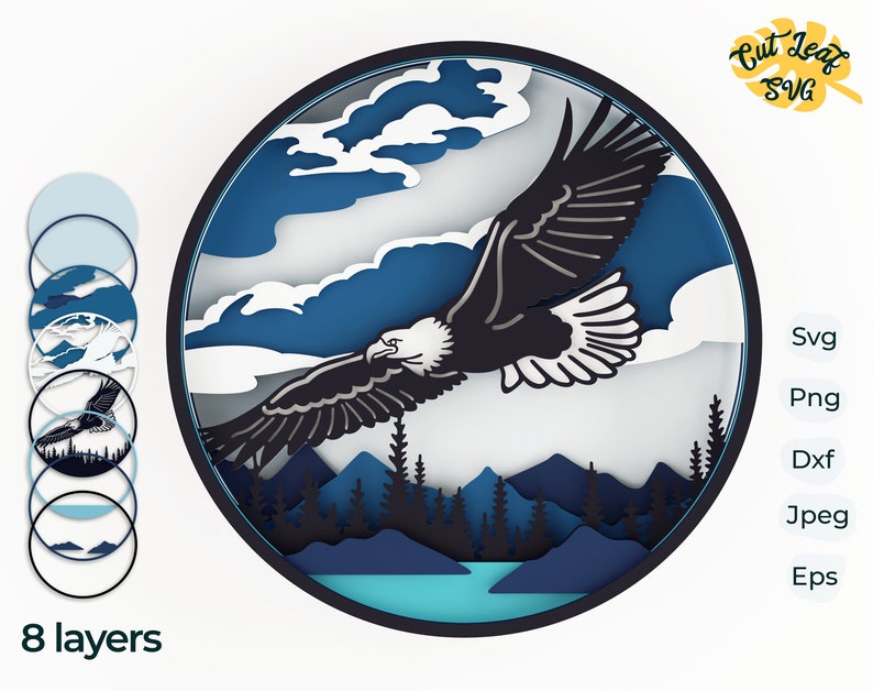 Download 3d Layered Eagle Svg Shadow box svg 3d svg laser cut files ...
