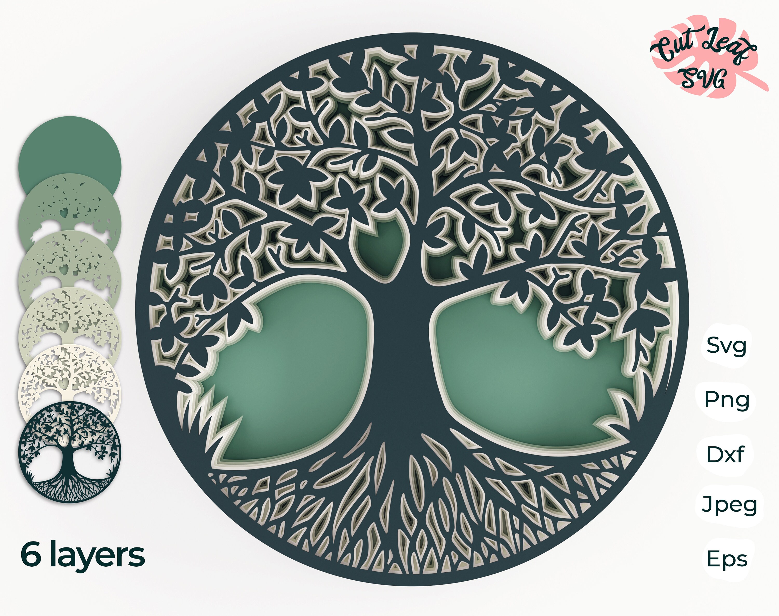 3d Layered tree of life svg 3d svg tree of life dxf laser Etsy
