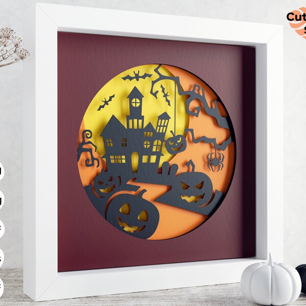 3d Halloween svg - Shadow box svg, Pumpkin svg 3d Halloween svg - Shadow box svg, Pumpkin svg