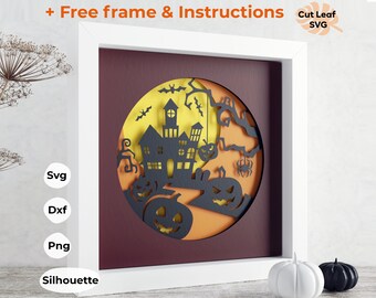 3d Halloween svg - Shadow box svg, Pumpkin svg