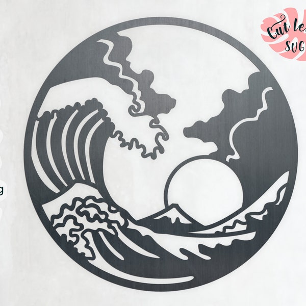 Ocean wave svg, The Great Wave, mountain svg, waves svg, dxf files for plasma, cnc files for wood, japanese svg, wave svg, glowforge files