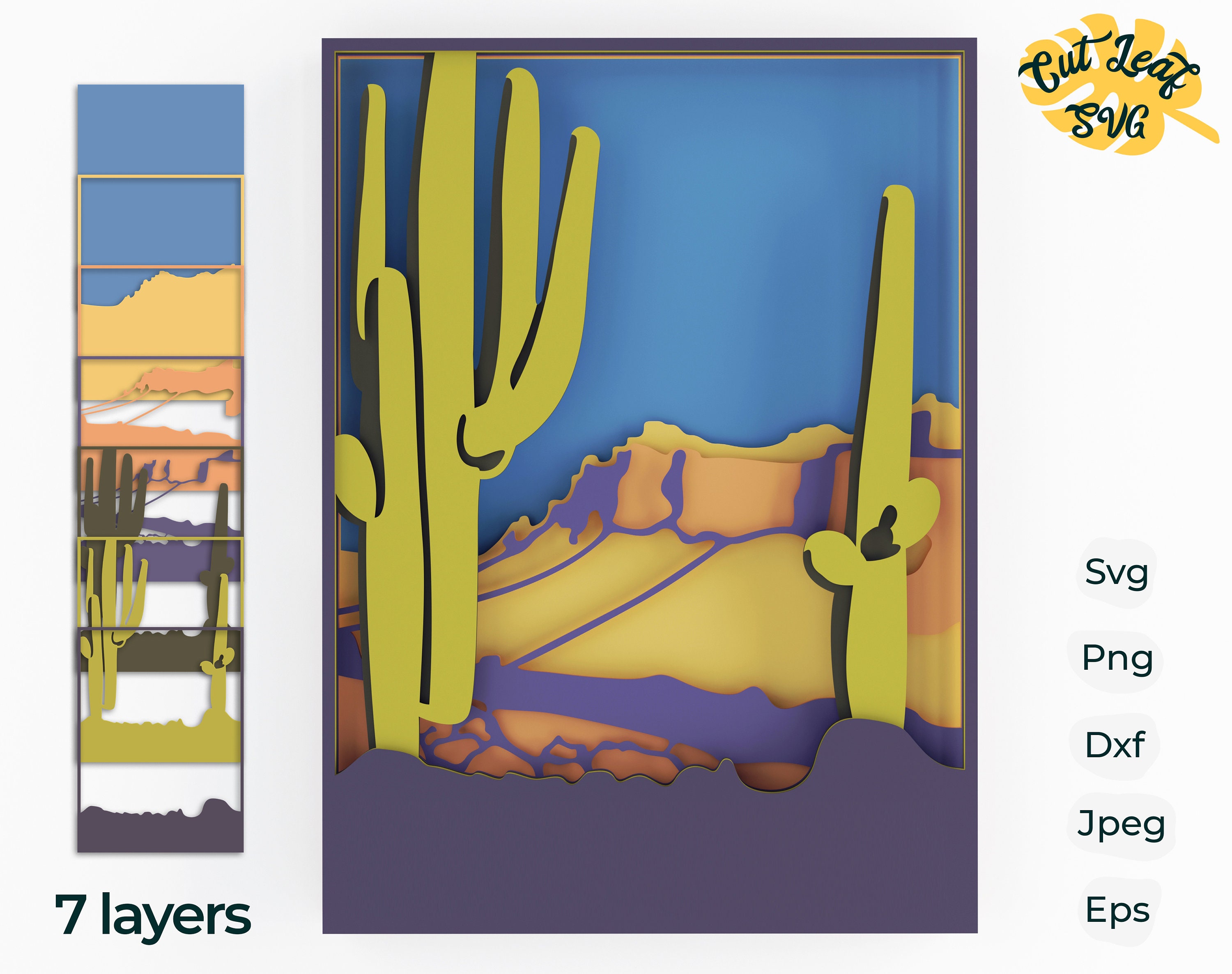 Download 3d Desert Layered Svg Western Svg Laser Cut Files Cnc Files Etsy