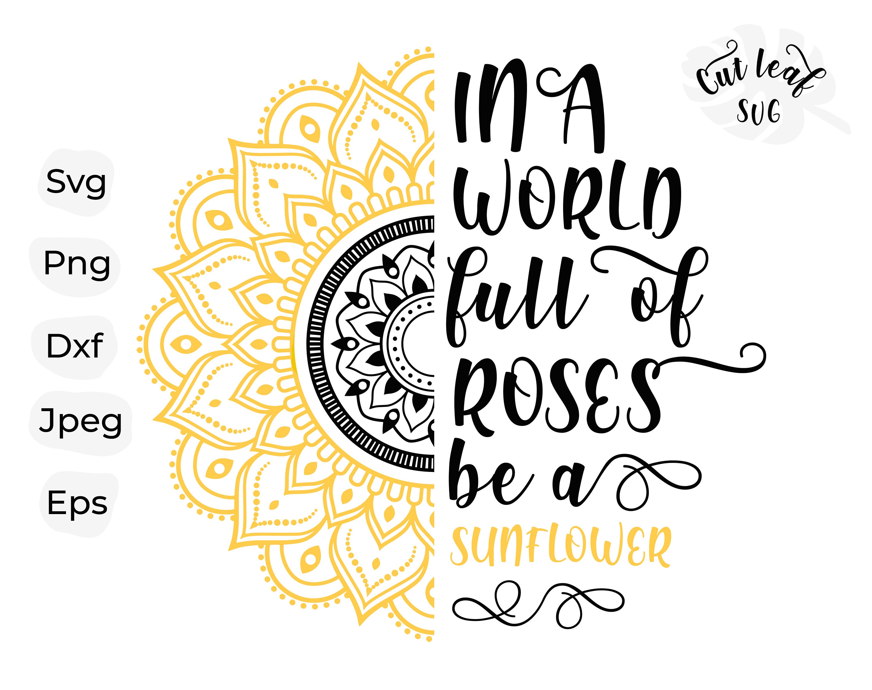 Sunflower Mandala SVG, Funny Quote, Floral Zentangle Clipart (Digital Files)