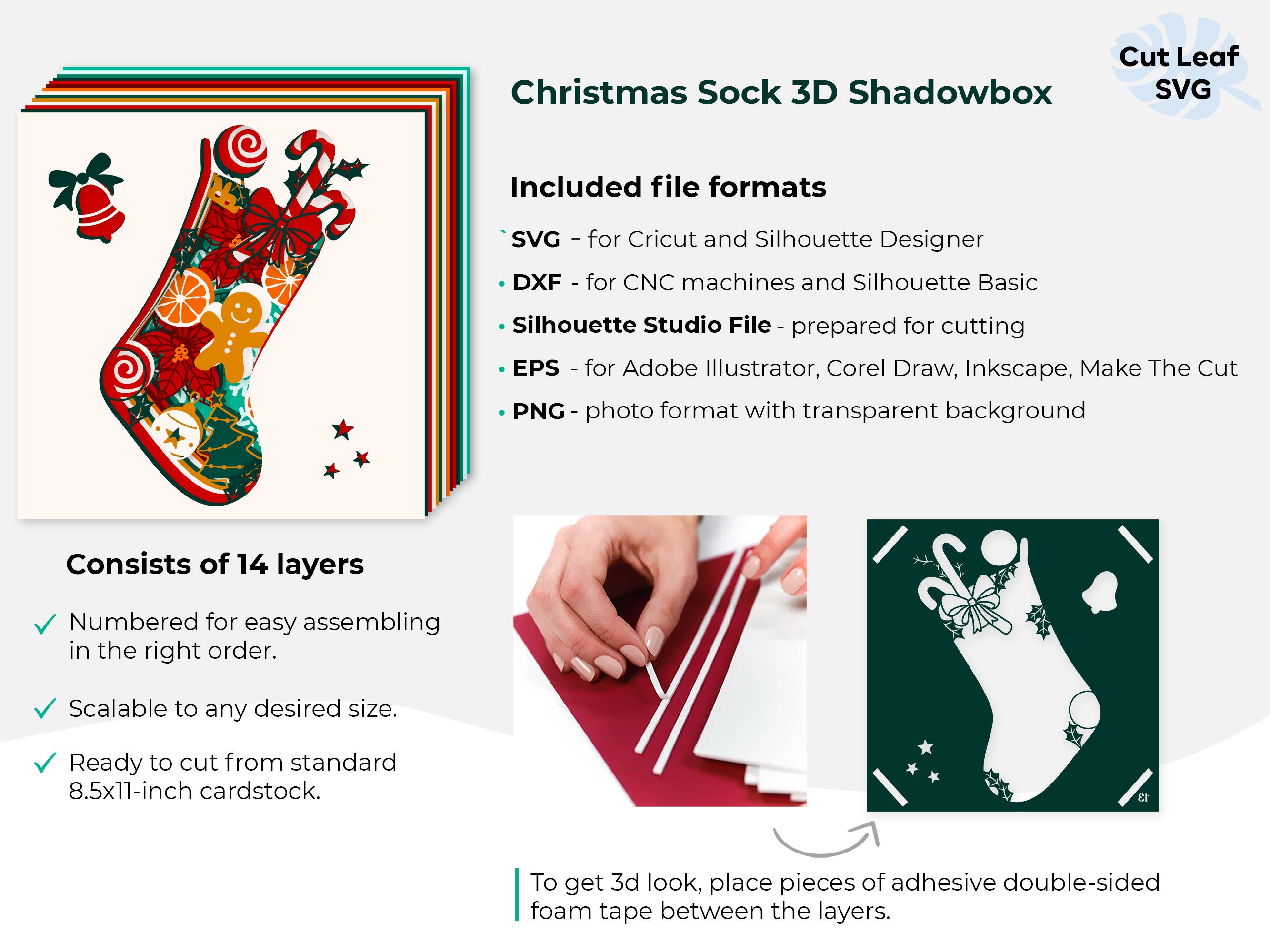 3D Christmas Svg - Shadow Box Svg, Christmas Svg, Layered Svg - Etsy