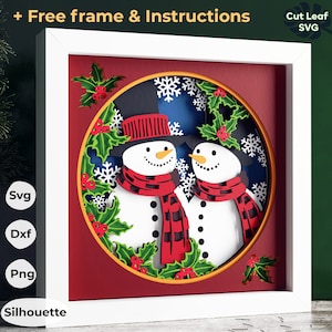 3D Snowman Shadow Box svg - Boże Narodzenie svg, Shadow box svg Boże Narodzenie, Bałwan svg, Projekty Cricut, Karton svg, Warstwowy svg