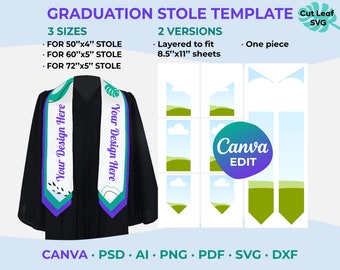 Graduation Stole Template, Canva Template, Stole Template, Stole Template Svg, Graduation Template