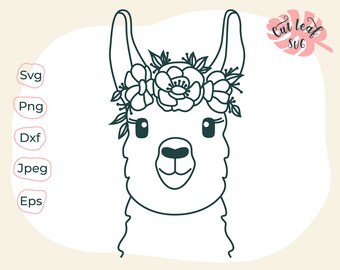Floral Llama SVG, Mama Llama, Farm Clipart (Digital Files)