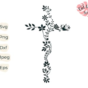 Cross svg, Flower Cross svg, Faith svg Christian svg, Religious svg, Jesus cross svg, church svg, faith cross svg, religion svg, baptism svg