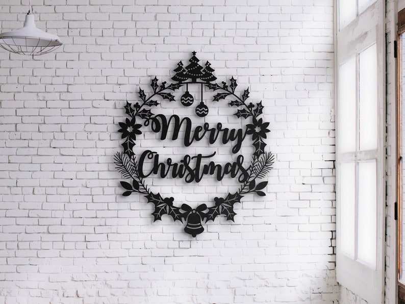 Christmas Wreath Svg Dxf Files for Plasma Merry Christmas - Etsy