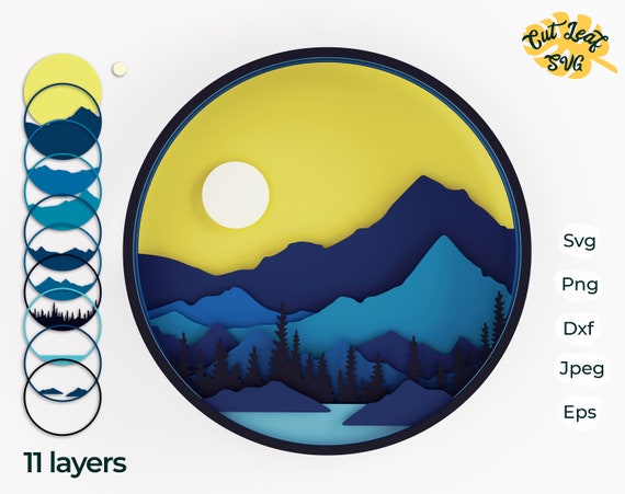 Download 3d Layered Mountain svg 3d svg laser cut files cnc files ...
