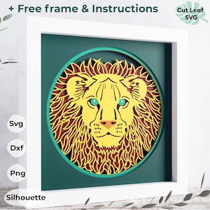3d Lion svg - Shadow box svg, 3d shadow box svg