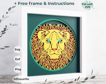 3D Lion Shadow Box SVG – Layered Paper Cut File (Digital Download)