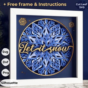 3D Let it snow Shadow Box svg -  Snowflake svg, Christmas svg, Shadow box svg Christmas, Cricut projects, Cardstock svg, Layered svg