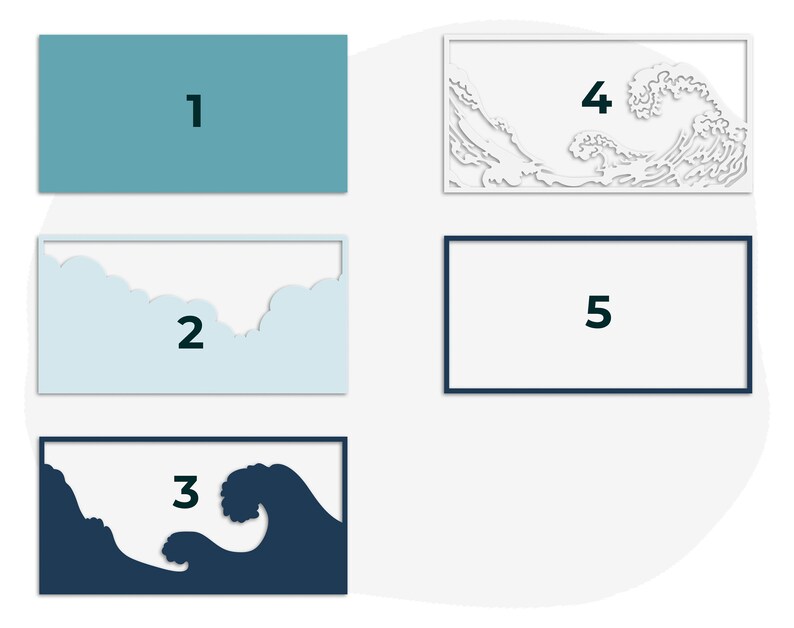 Download 3d Layered Wave svg 3d svg Shadow box svg laser cut files ...