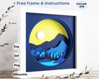 3D Mountain Shadow Box SVG – Layered Mountain Range (Digital Download)