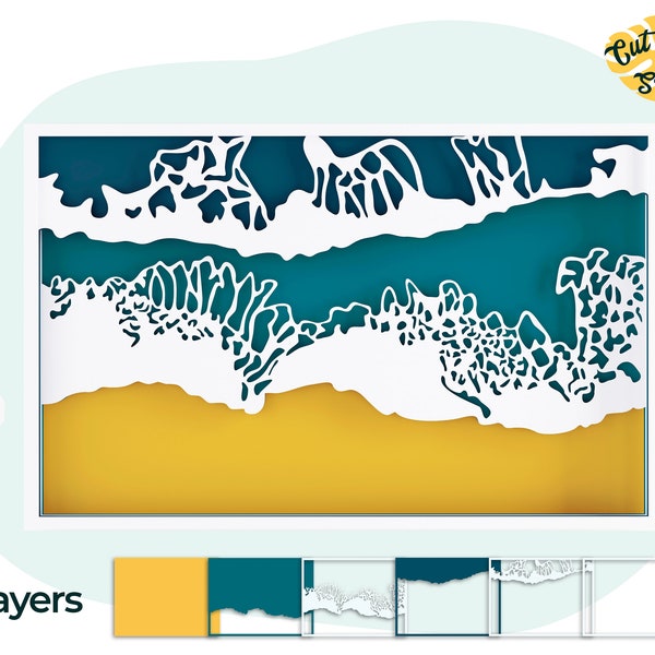 3d Layered beach svg, 3d svg, Shadow box svg, laser cut files, cnc files for wood, wave svg, ocean svg, Glowforge, dxf for cnc 3d Layered beach svg, 3d svg, Shadow box svg, laser cut files, cnc files for wood, wave svg, ocean svg, Glowforge, dxf for cnc