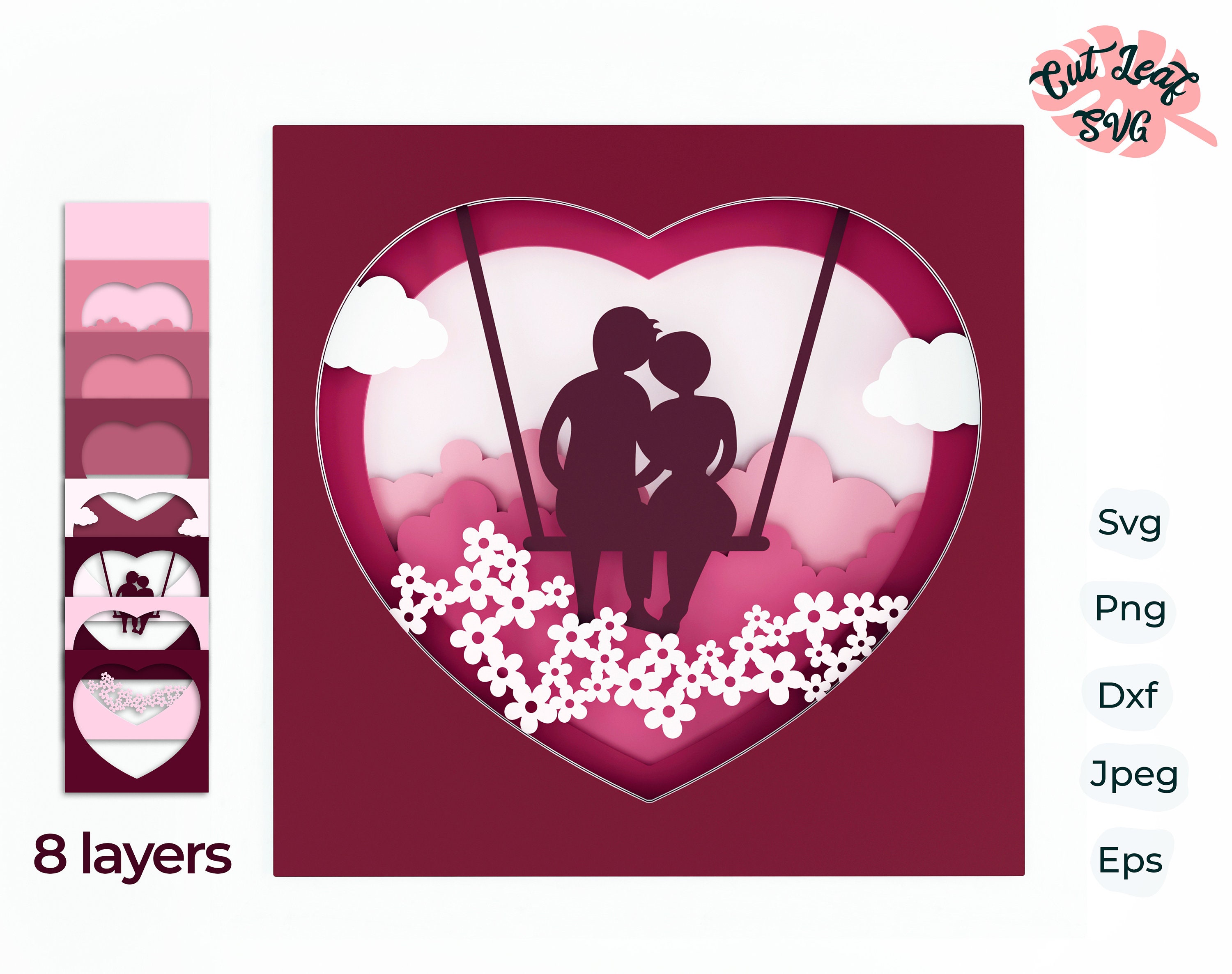 Download 3d Valentines Day svg Shadow box svg couples svg Heart svg | Etsy