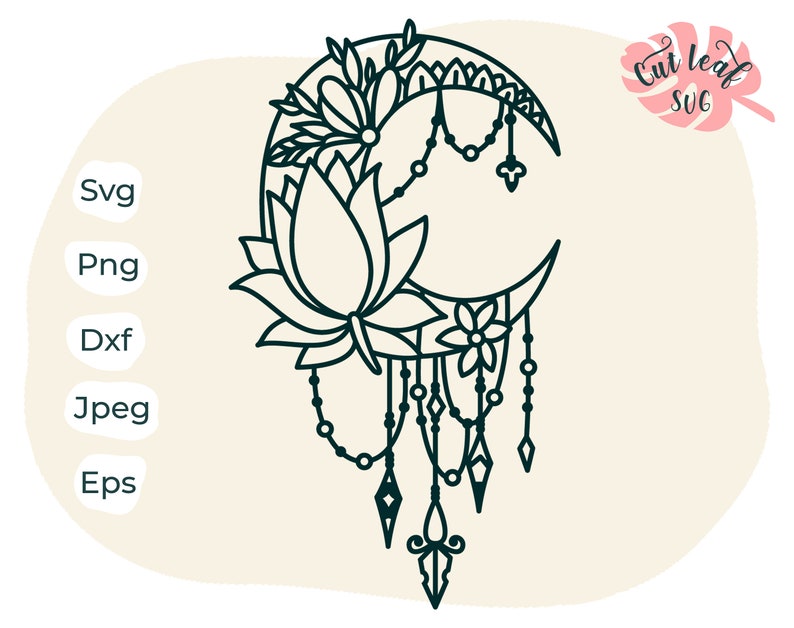 Download Moon with flowers svg moon svg dream catcher svg cnc | Etsy