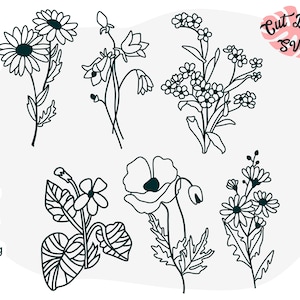 Wildflower svg, floral svg, flower svg, garden svg, bouquet svg, flourish svg, daisy svg, flower cipart, botanical svg, boho svg