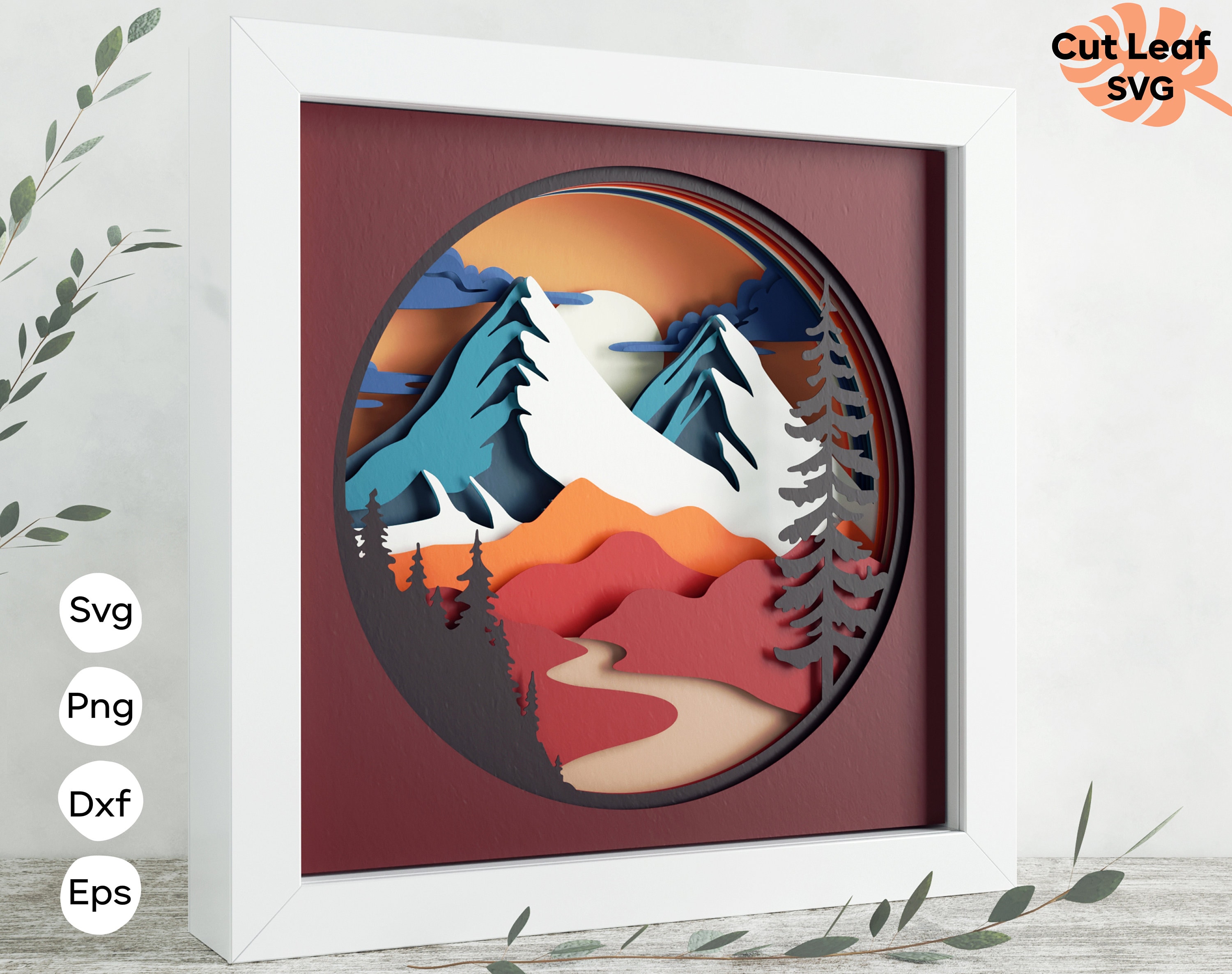 3d Mountains Svg Shadow Box Svg Nature Svg Etsy