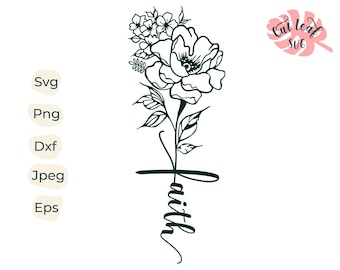 Floral Faith Cross SVG, Christian Religious Design (Digital Files)