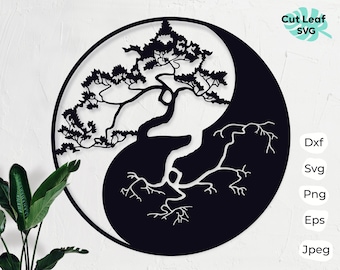 Yin Yang Tree of Life SVG DXF, Metal Wall Art Files