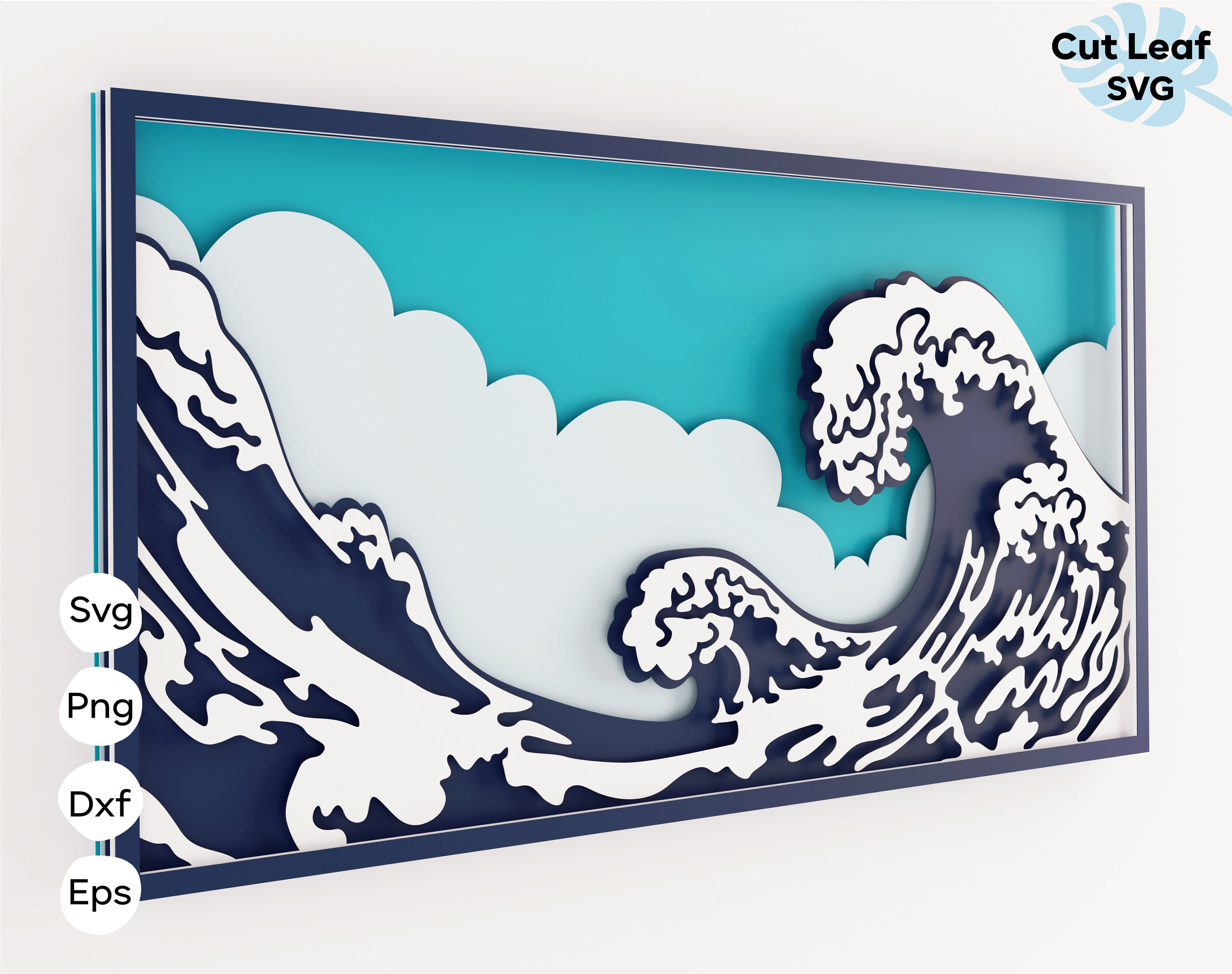 3d Layered Wave Svg, 3d Svg, Shadow Box Svg, Laser Cut Files, Cnc