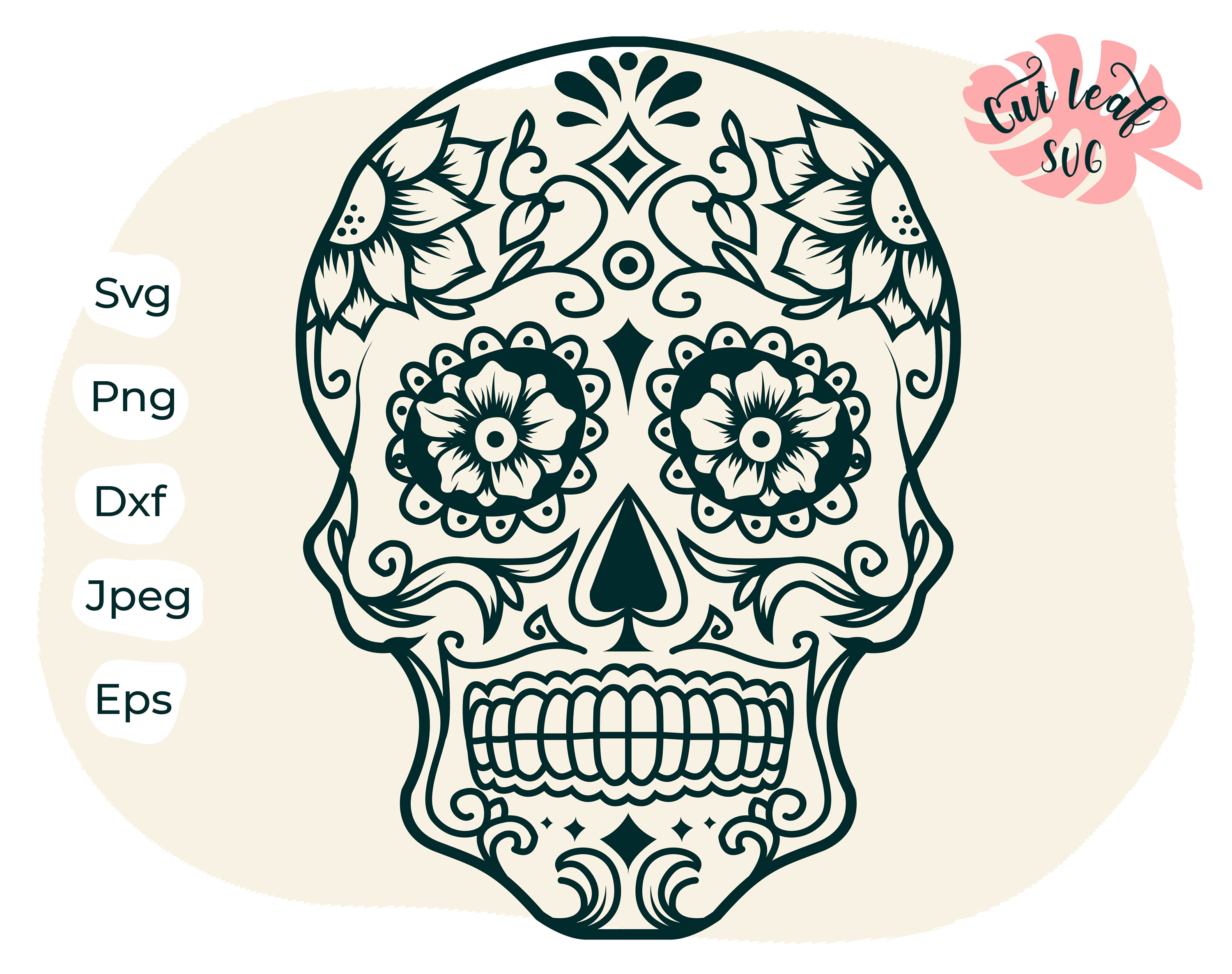 Sugar Skull SVG Skull Svg Santa Muerte Day of the Dead Svg 