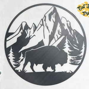 Bison svg, dxf datei für Laser, Büffel svg, Berg svg, Western svg, Natur svg, Berge svg, Laserschnittdatei, Lasercut-Datei