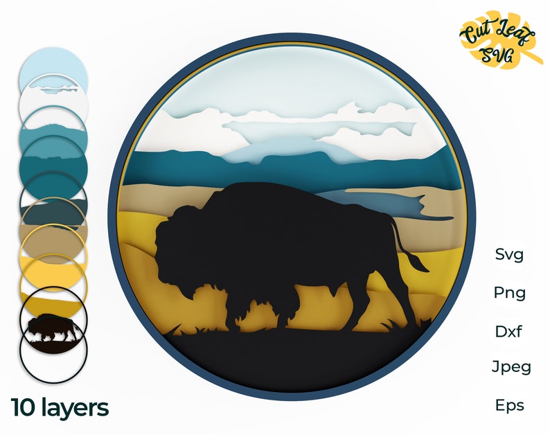 Download 3d Layered Bison svg buffalo svg laser cut files cnc files | Etsy